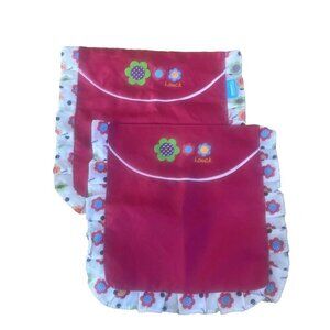 Hauck Birdie Doll Bedding 2 Blankets Red Floral Ruffles